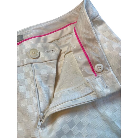 Banana Republic Hampton Pants Women's White Cream Checkerboard Cropped Petite 8 - Picture 6 of 15